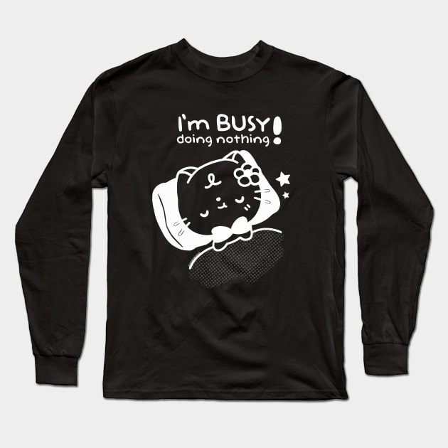 busy cat Long Sleeve T-Shirt by missrainartwork 
